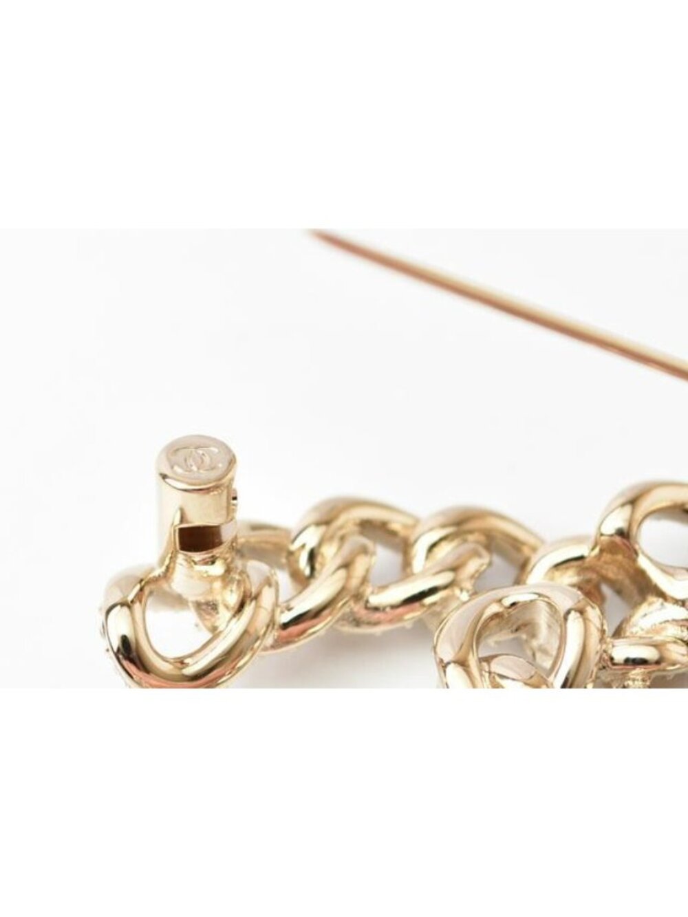 Chanel Brooch Pin Rhinestone Gold Black - Picture 4 of 6